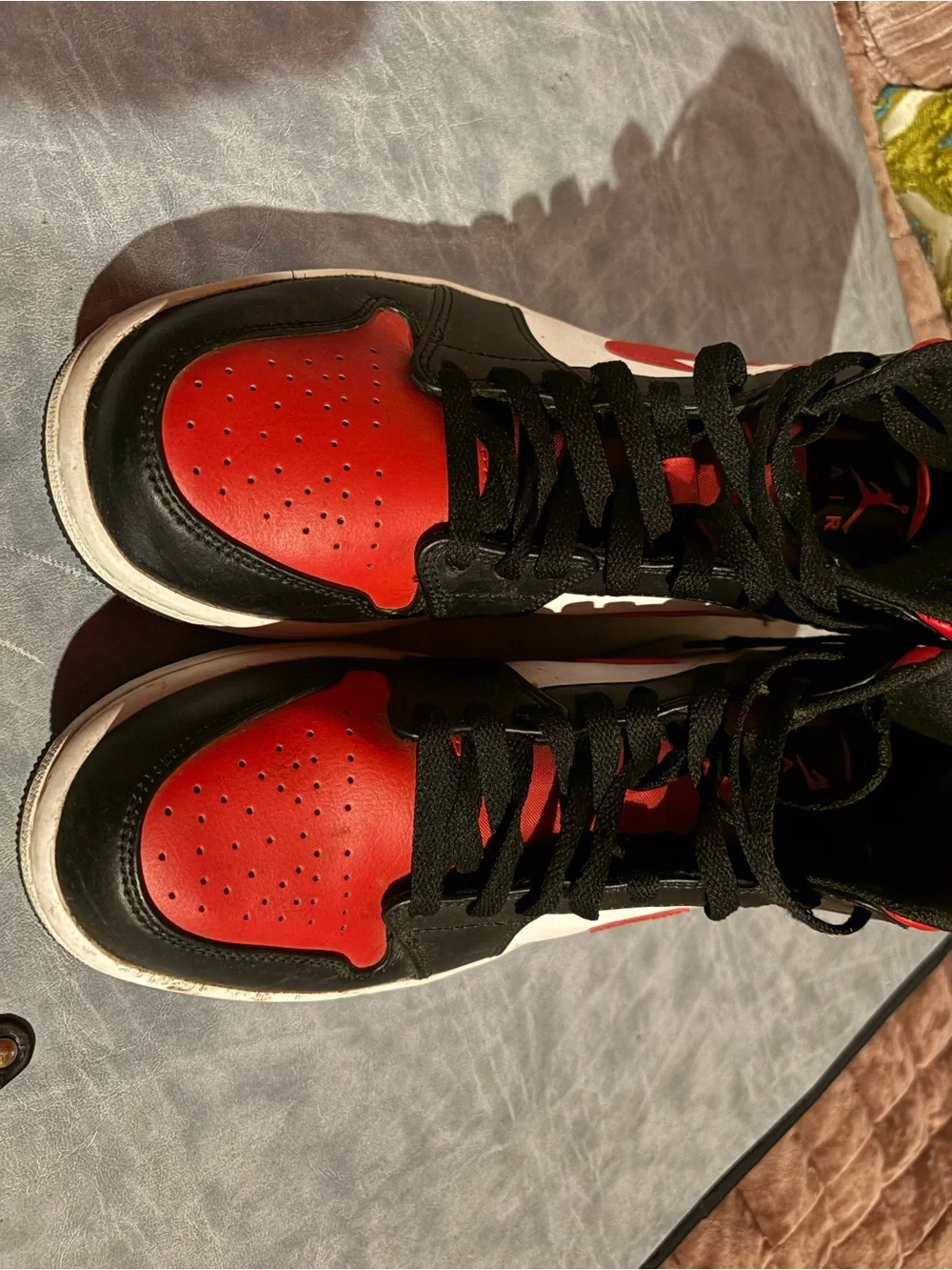 Men Jordan Red, Black & White High-Top Sneakers